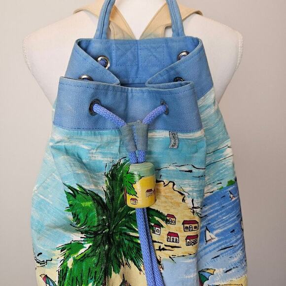 OUNSBY Beach Elements‎ Beach Artsy Backpack Unique Canvas Bag Ocean Blue Sand - Picture 2 of 16